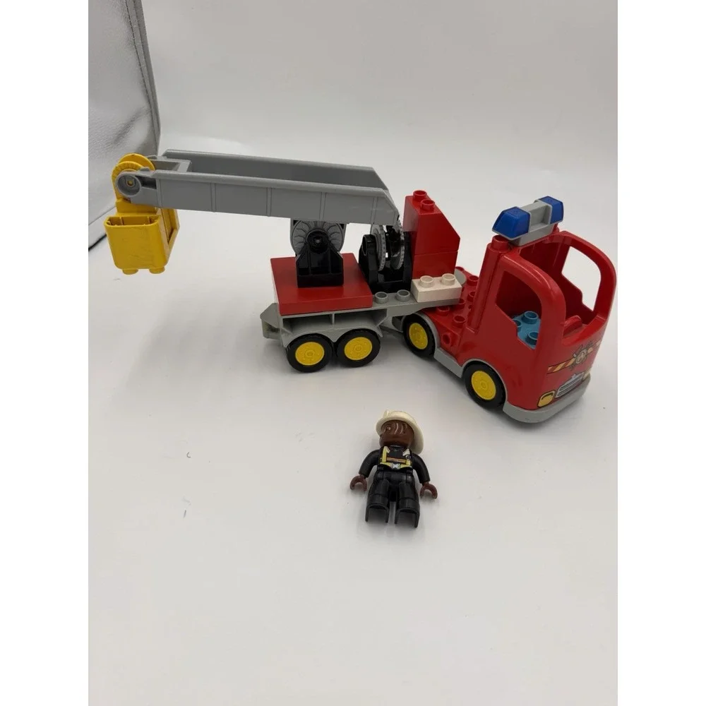LEGO DUPLO Fire Truck Ladder Truck w/ Firefighter Figure Rescue Bucket Red